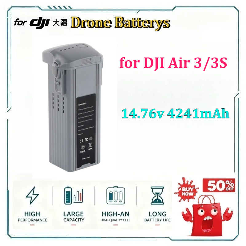 Dji Drone Air 3 - แบตเตอรี่โดรน Air 3/3S 14.76v 4241mAh ระยะเวลาบิน